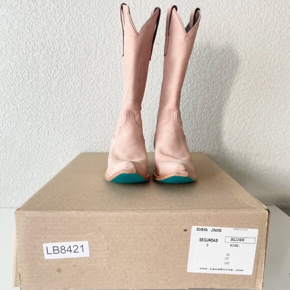 Lane EMMA JANE Womens Cowboy Boots 7 Pink Western Cowgirl Mid Calf Pointed Toe - Picture 11 of 12